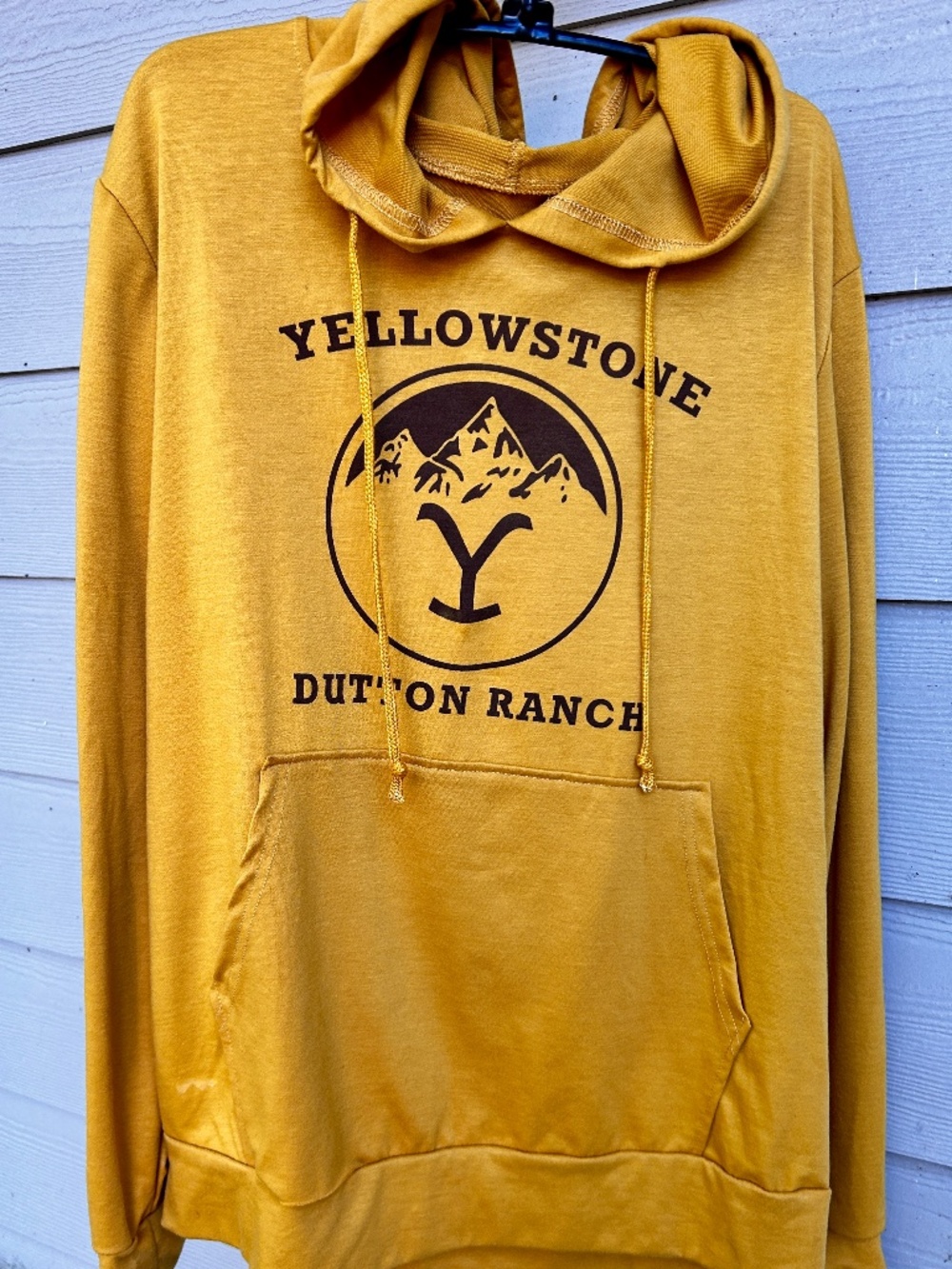 Yellowstone LS Mustard Yellow Pullover Lightweight Hoodie "Dutton Ranch" -